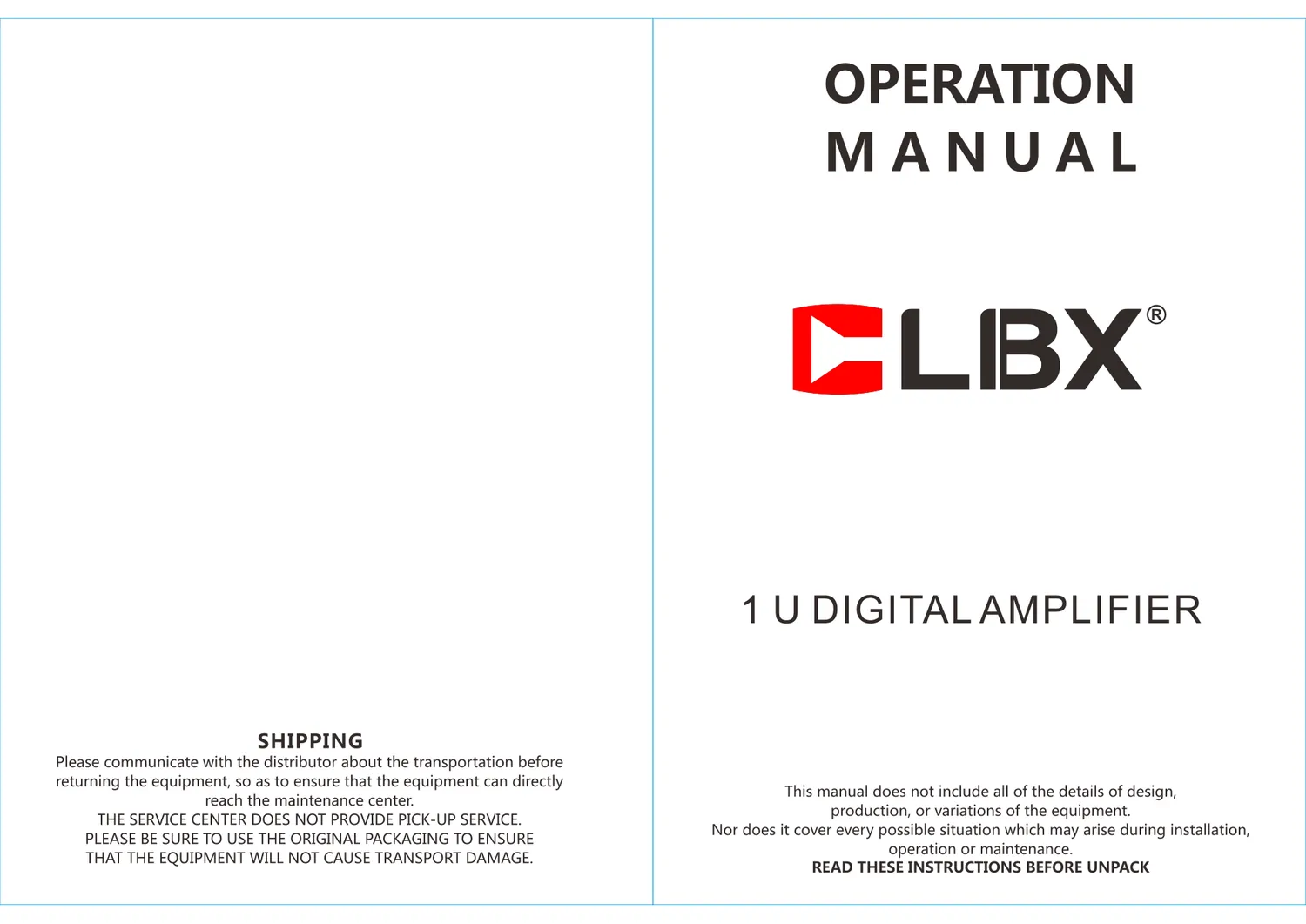 CLIBX DPB Series operation manual cover
